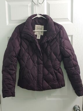Eddie Bauer Goose Down Coat Purple Quilted Puffer Women's Size S
